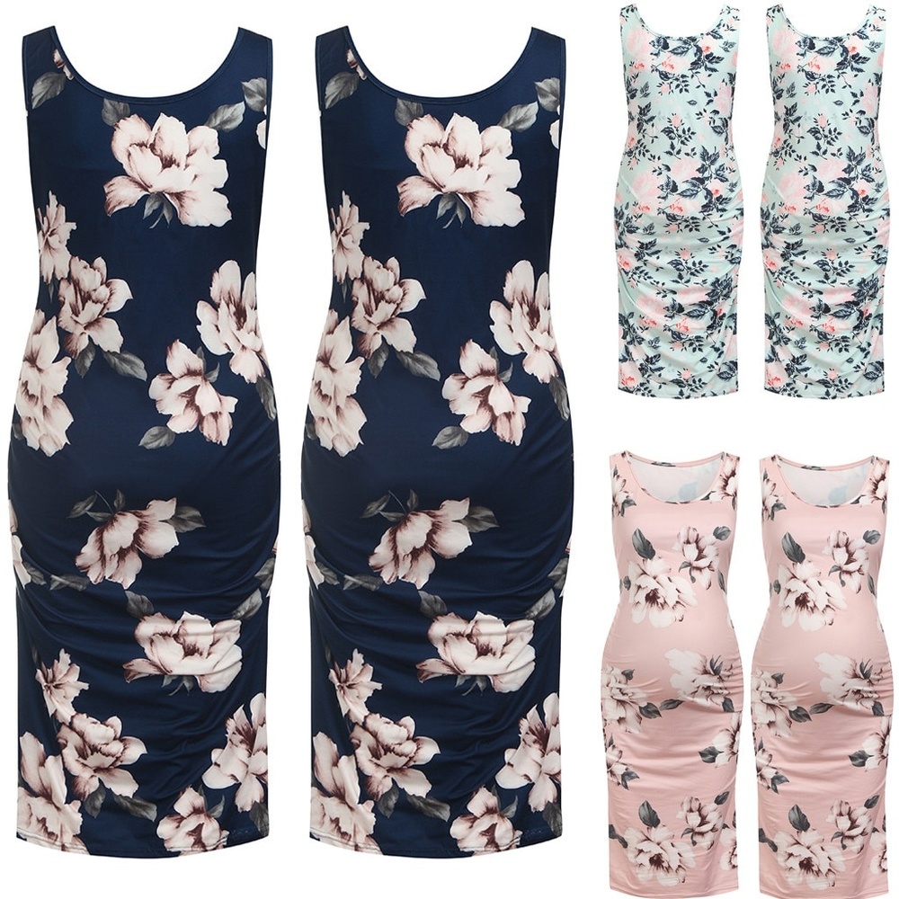 Women maternity Sleeveless Printed Dress